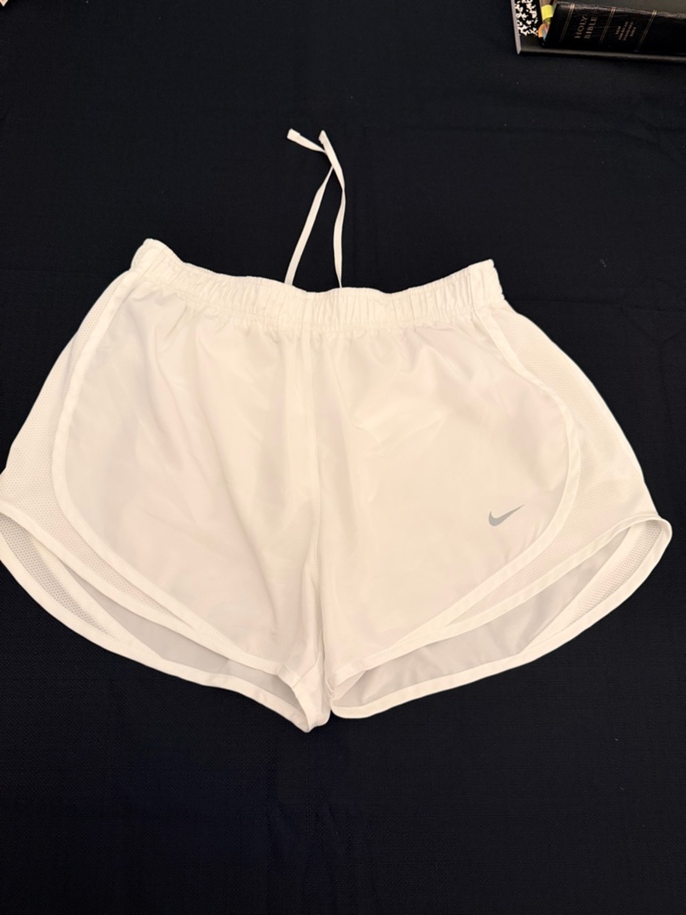 Nike Women's White Athletic Running Shorts with Mesh Trim